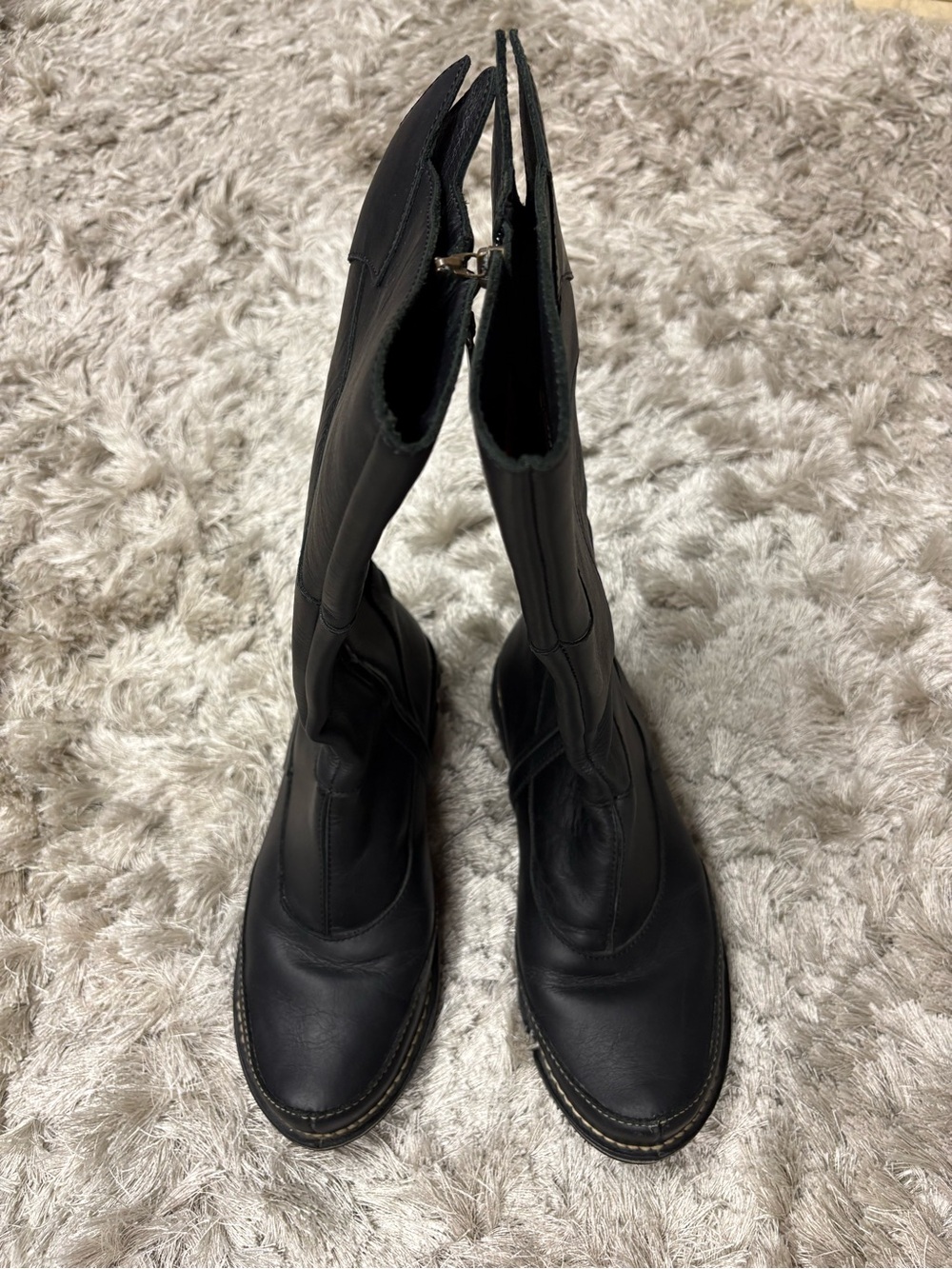 Sergio Tomani Black Leather Tall Boots sz42